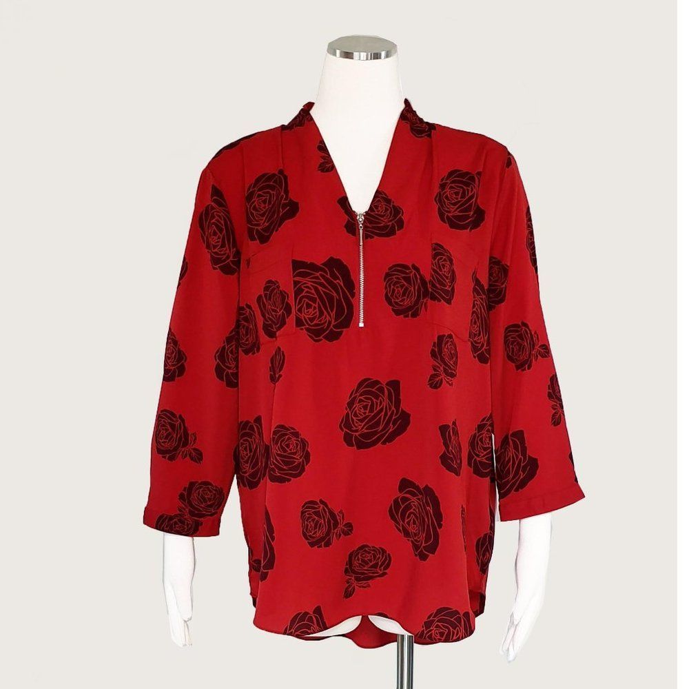 Jacklyn Smith Collection High-Low Print Top NWT